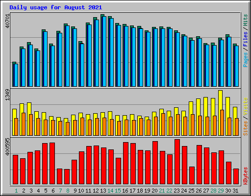 Daily usage for August 2021