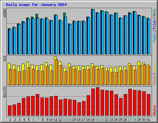 Daily usage for January 2024